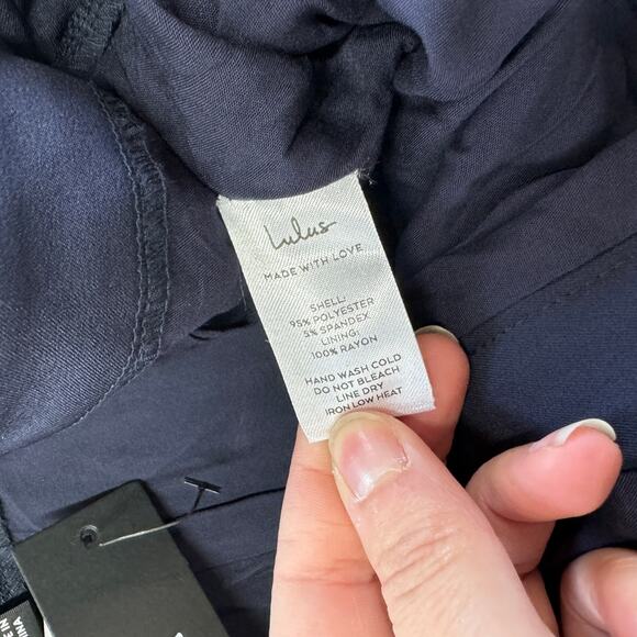 Lulus‎ Pants Womens Large Blue Straight Leg Belted High Rise Trousers - Picture 4 of 8